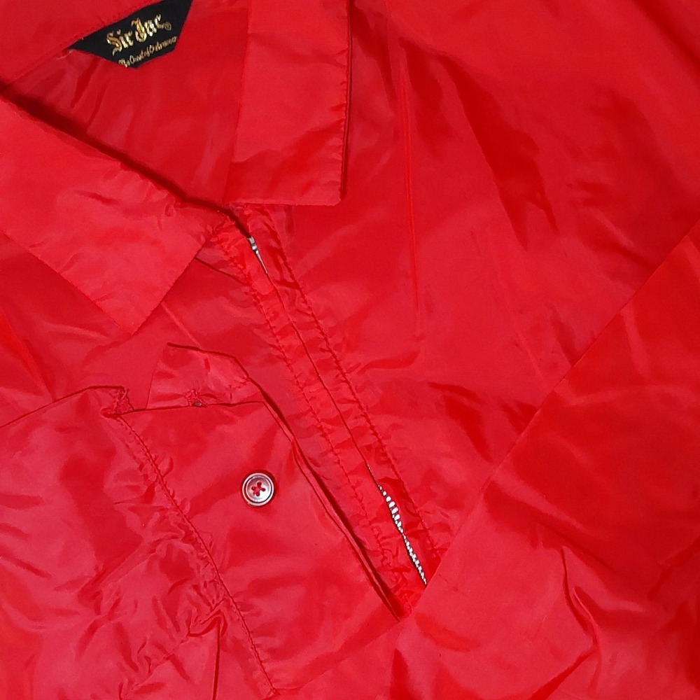 Vintage 70s Sir Jac Jacket Mens Large Red Full Zip Chore Workwear Windbreaker